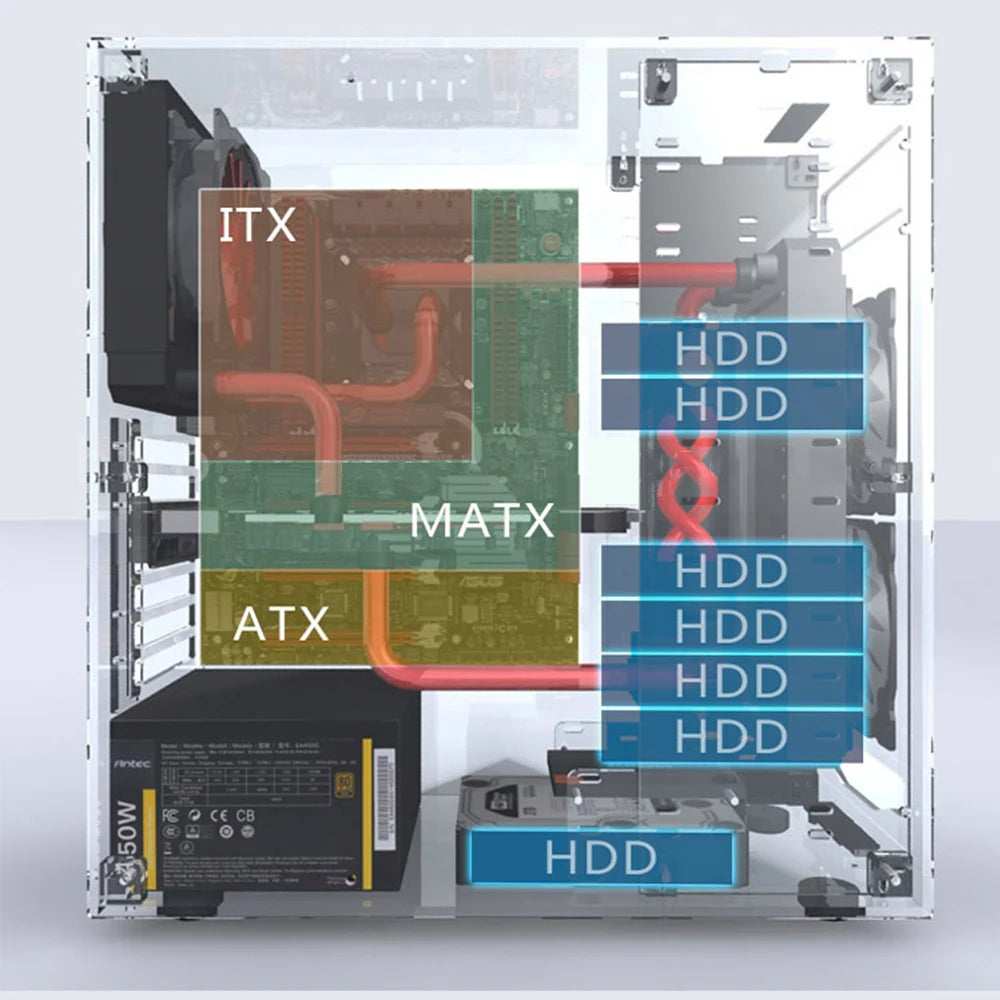 DIY Acrylic Computer Case Customized Full Transparent ATX Vertical Desktop Case Support MATX ITX Motherboard with USB3.0 Port