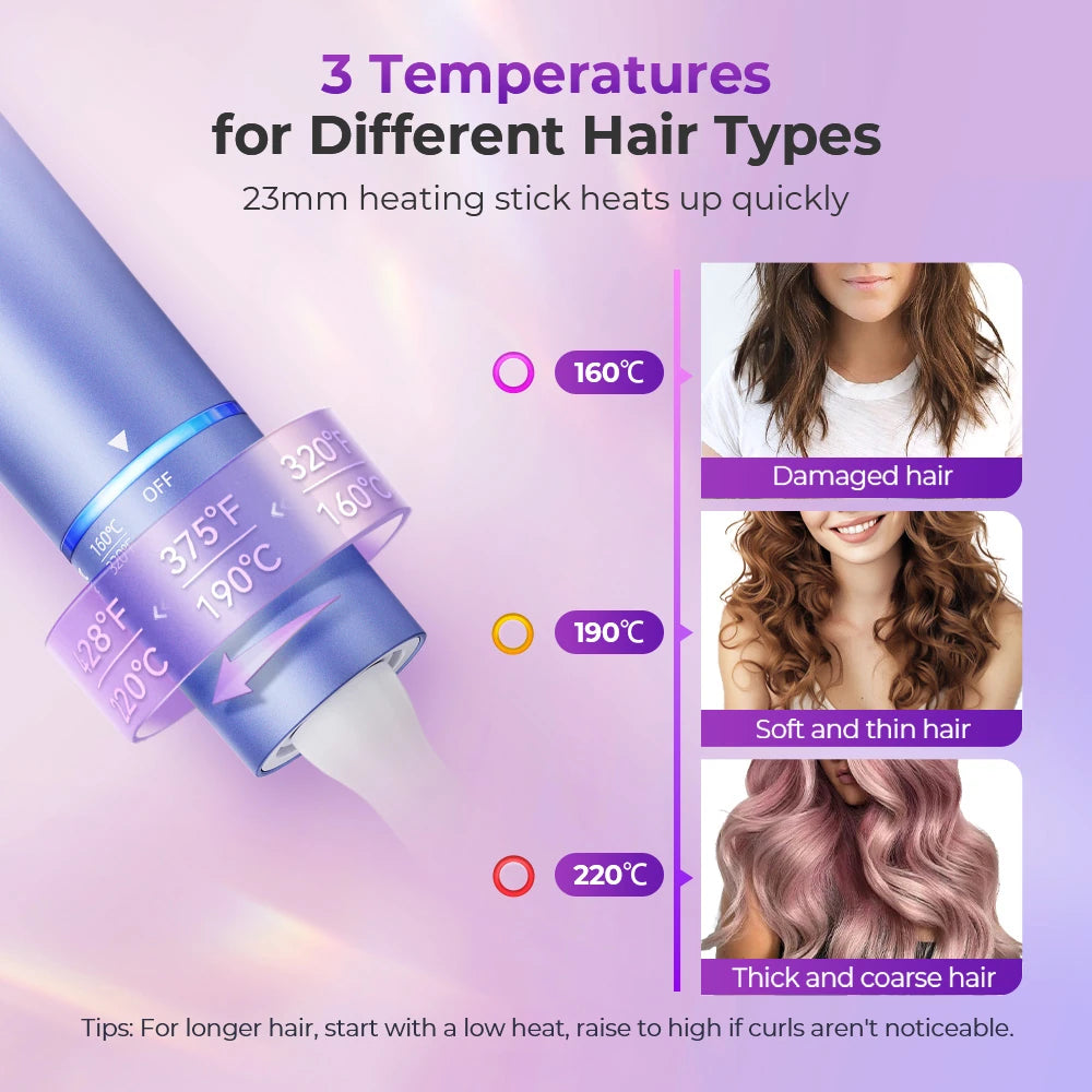 Automatic Curling Iron, Curling Iron 23 Mm Curling Iron with Negative Ions 3 Temperature Anti-Scald Design Intelligent Automatic Curling Iron
