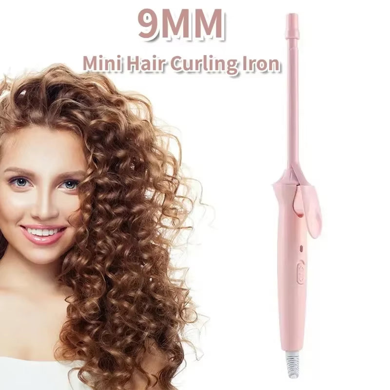 Mini Hair Curling Iron 9Mm Curler Wand Professional Curly Tongs Ceramic Electric Salon Styling Tool Small Crimping Iron Curler