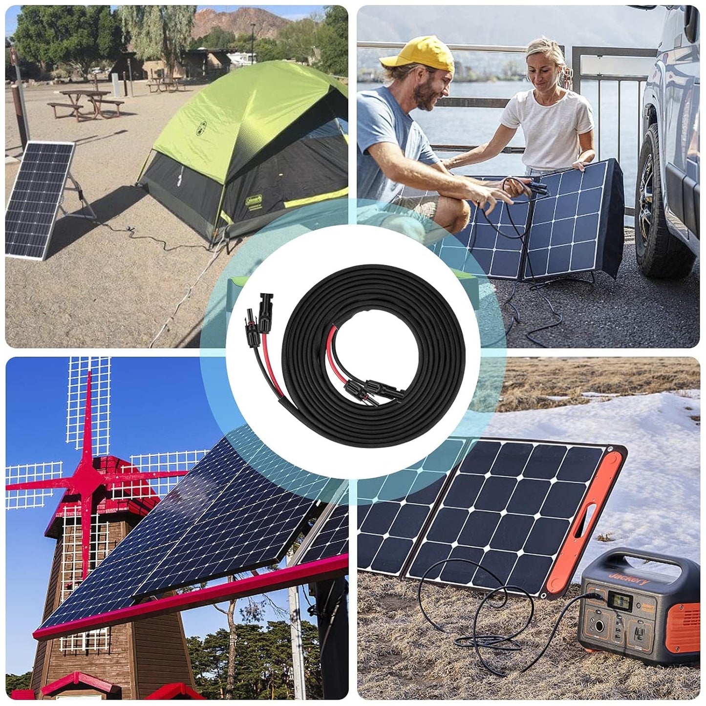 Cable de extensión solar de 10 AWG y 30 pies (rojo y negro) Solución de conectividad solar