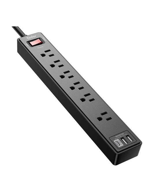 6ft Power Strip Surge Protector - 6 AC Outlets, 3 USB Ports, 1680 Joules