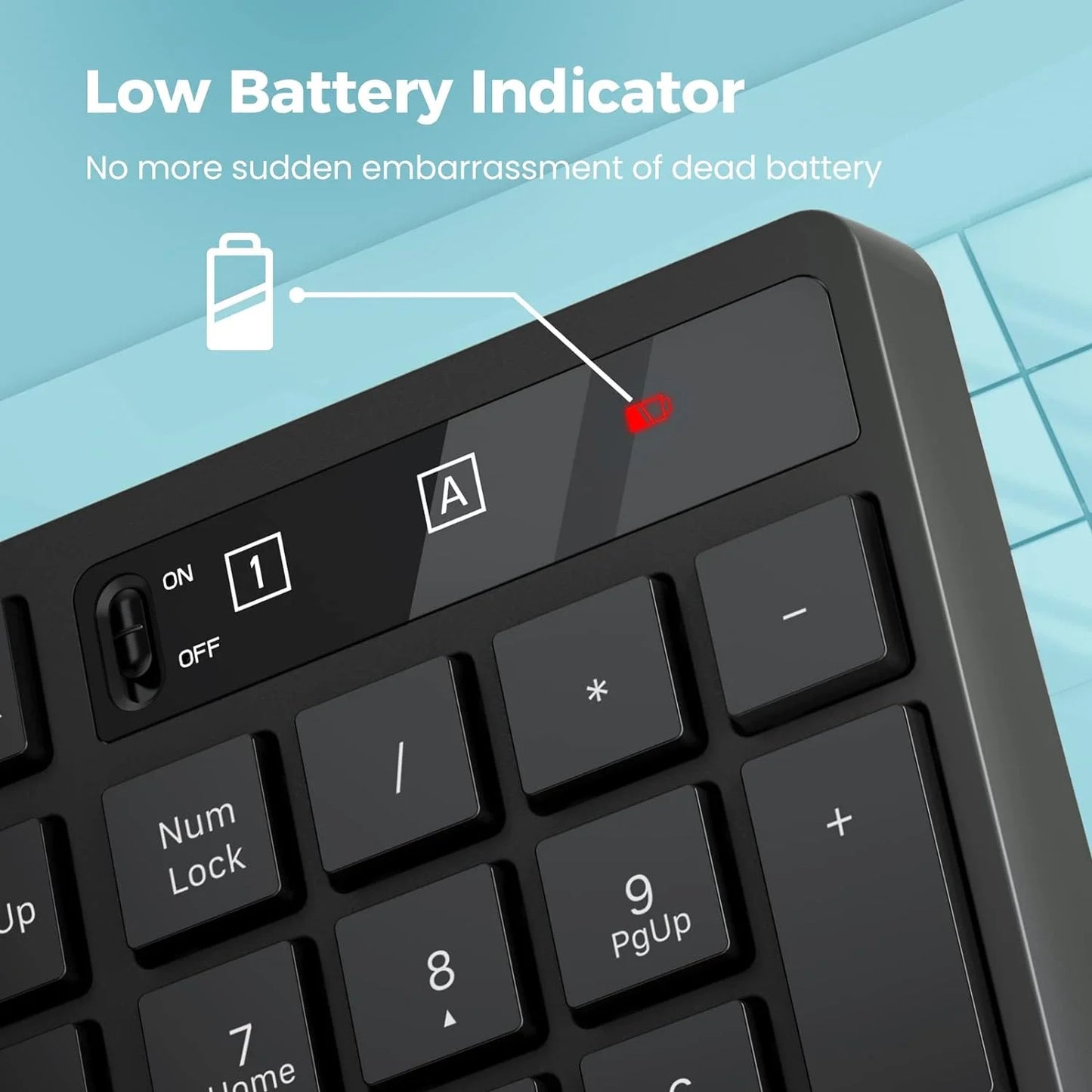 Wireless Keyboard and Mouse Combo, 104 Full-Size Adjustable Keyboard with Battery Indicator, Compact Computer Keyboard, Silent Mouse, 3 DPI, Easy to Use, for Windows, Chrome, Laptop, Computer