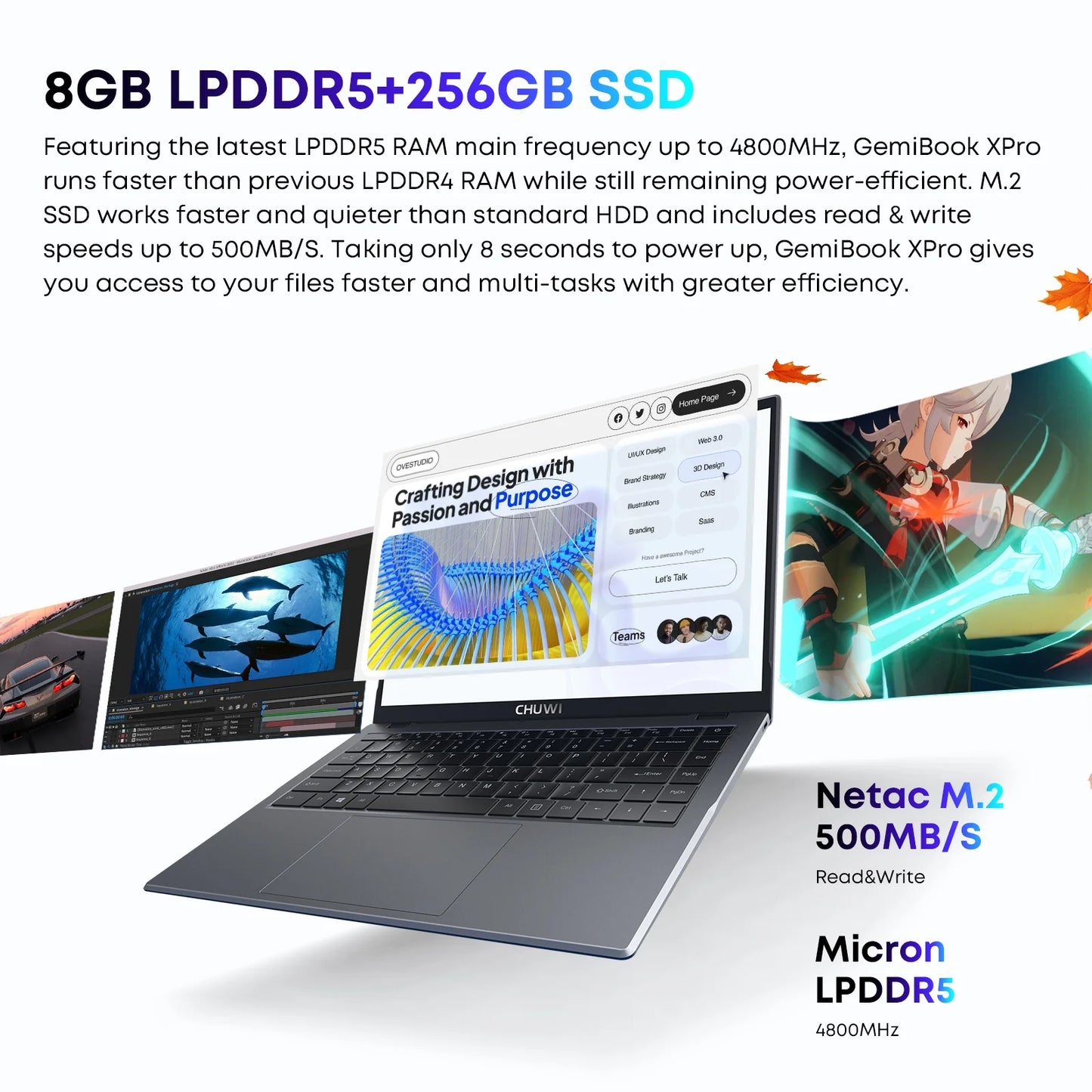 Gemibook Xpro 14" Laptop,256Gb SSD 8GB Ram,Windows 11,12Th Gen Intel Alder Lake N100,2025 Upgrade Ultra Thin Notebook Gaming Computer,2160*1440 IPS Display,Wi-Fi,Bluetooth 5.1