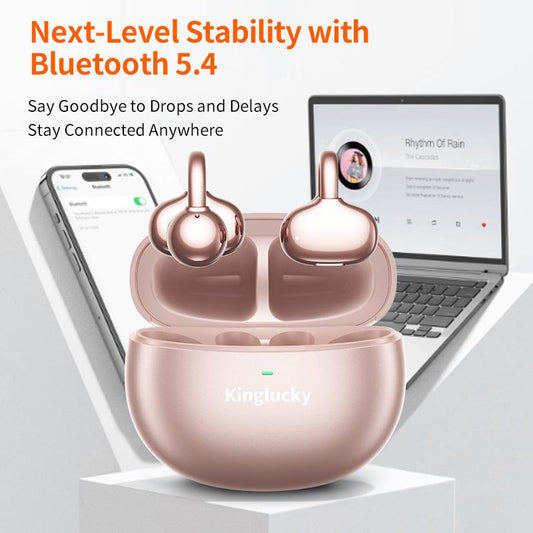 Long-Play Open-Ear Clip-On Butterfly Earbuds: Kinglucky, HiFi, for Apple & Samsung