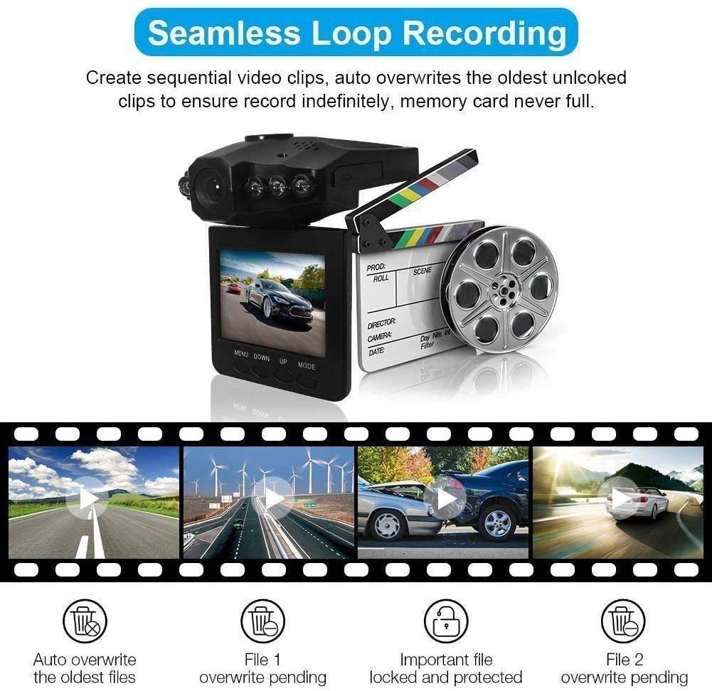 2.5" Wide Angle Car Dash Cam - HD Video Recording for Vehicle Safety