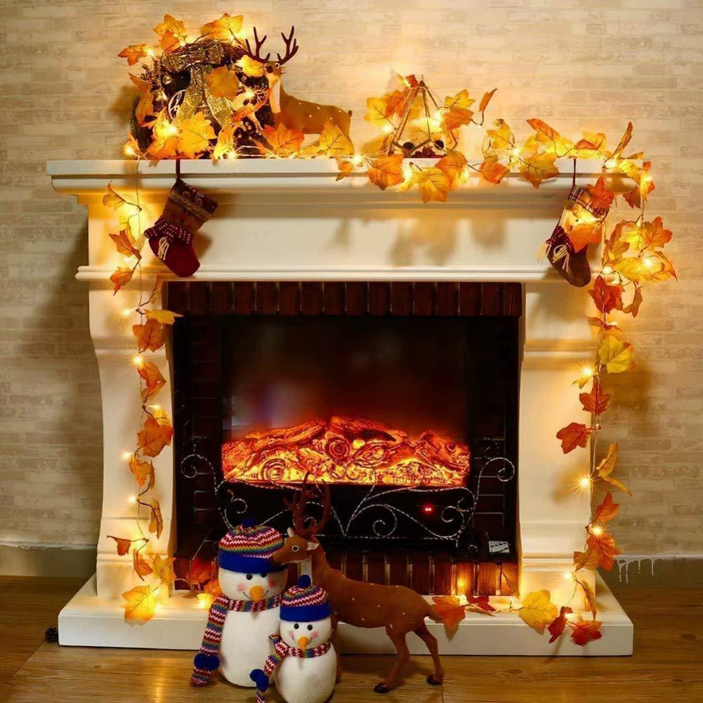5M 50LED Fall Pumpkin Maple Leaf String Lights Garland Led Fairy Lights for Autumn Decoration Halloween Party Home Decor