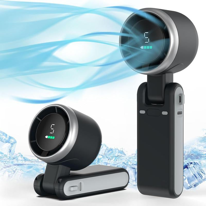 Powerful Handheld Turbo Fan: 5 Speeds, Rechargeable, for Travel & Work