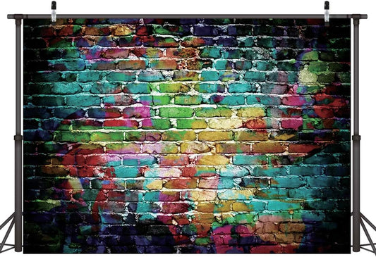 Graffiti Photography Backdrop,7X5Ft Colorful Brick Wall Photography Backdrop for Bridal Shower Baby Birthday Party Banner Photo Props
