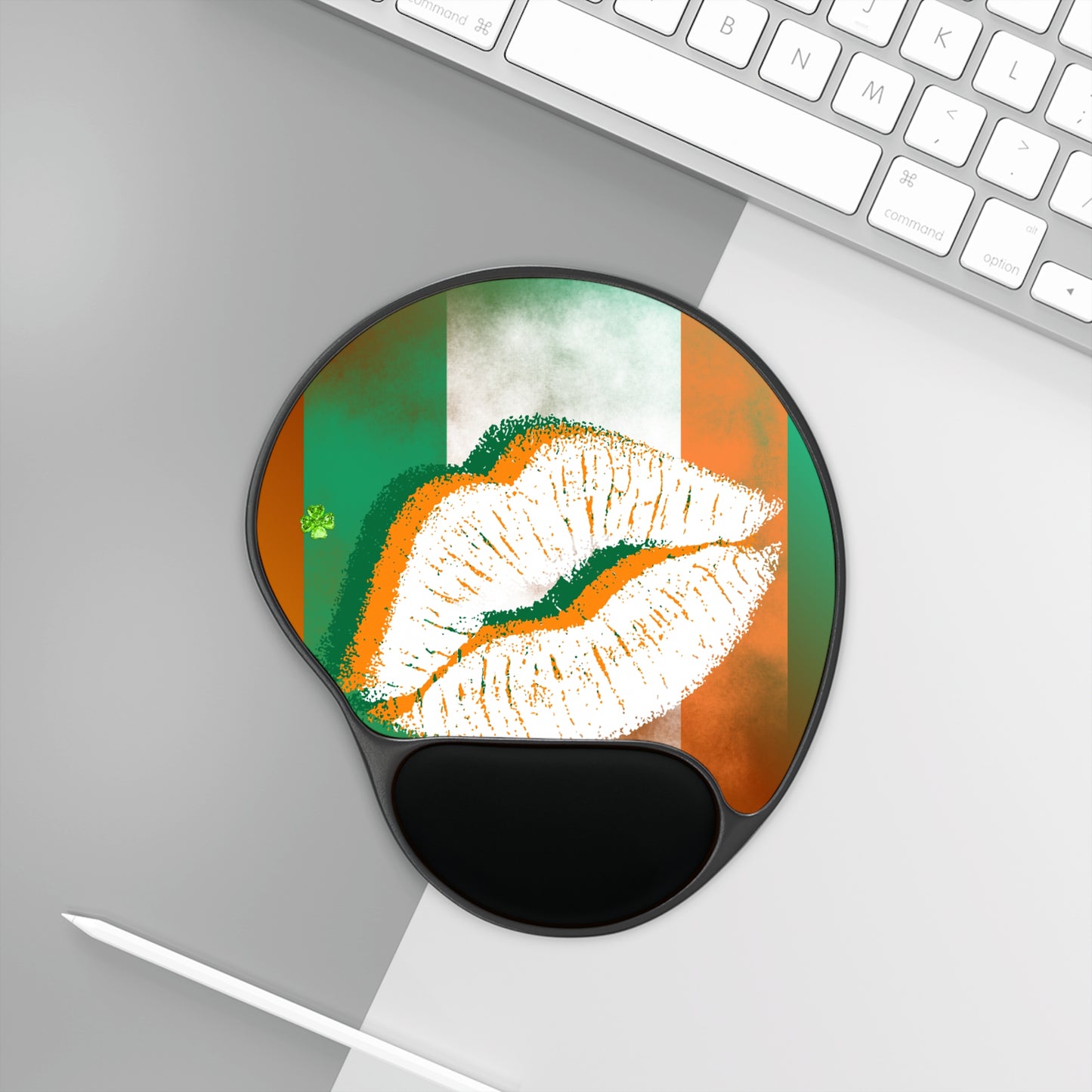 Ergonomic Mouse Pad with Wrist Rest – Irish Lip St. Patrick's Day Design