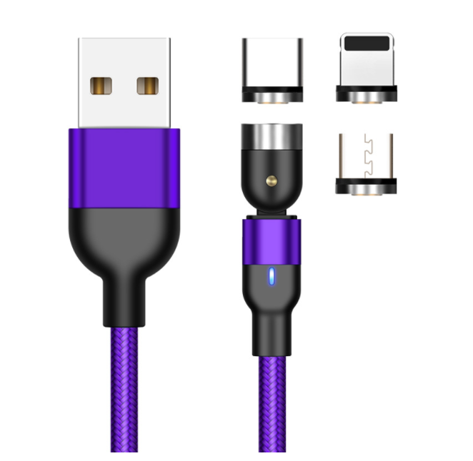Cable de carga USB magnético giratorio de 360° - Cargador compatible con varios dispositivos