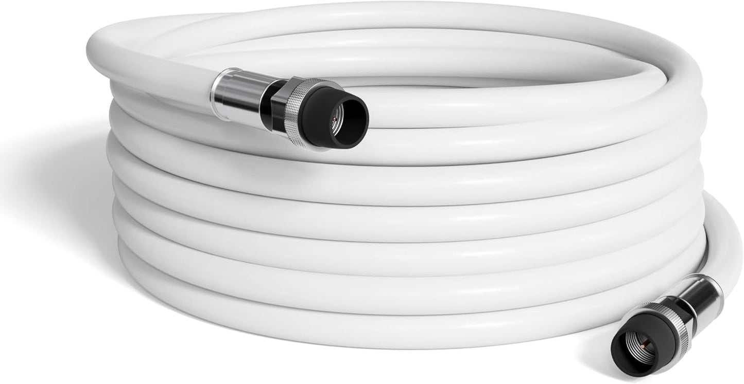 75' Feet, White RG6 Coaxial Cable with Rubber Booted - Weather Proof Indoor/Outdoor Rated Connectors, F81 / RF, Digital Coax for CATV, Antenna, Internet, Satellite, and More