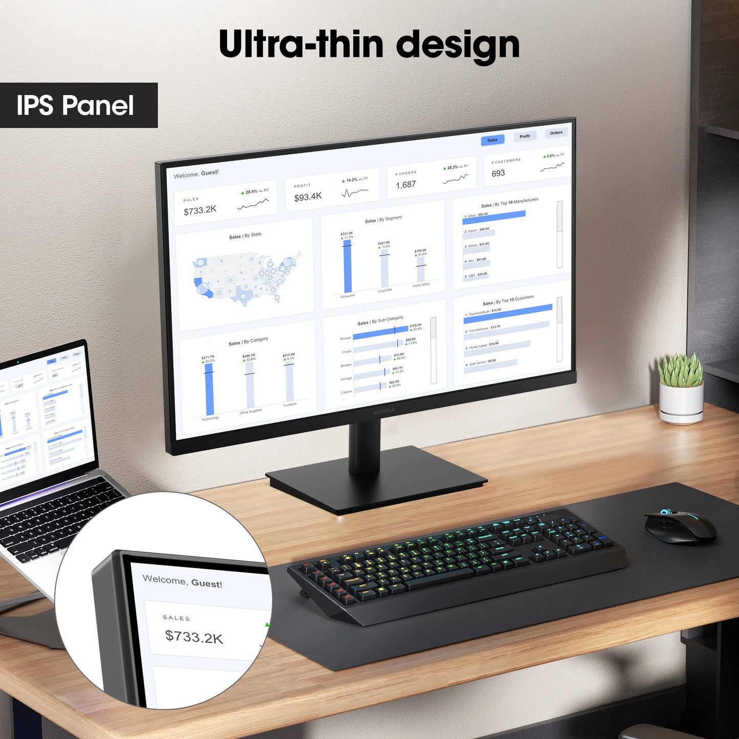 27" FHD 1080P Computer Monitor, 100Hz PC Monitor, Adaptive-Sync HDMI&DP Ports, E2711F