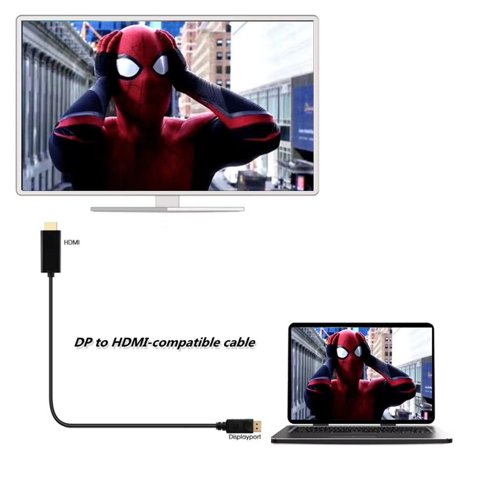 4K Displayport to Hdmi-Compatible Adapter Cable 1.8M DP to HDMI HD Video Audio Converter Cable for PC TV Projector Laptop