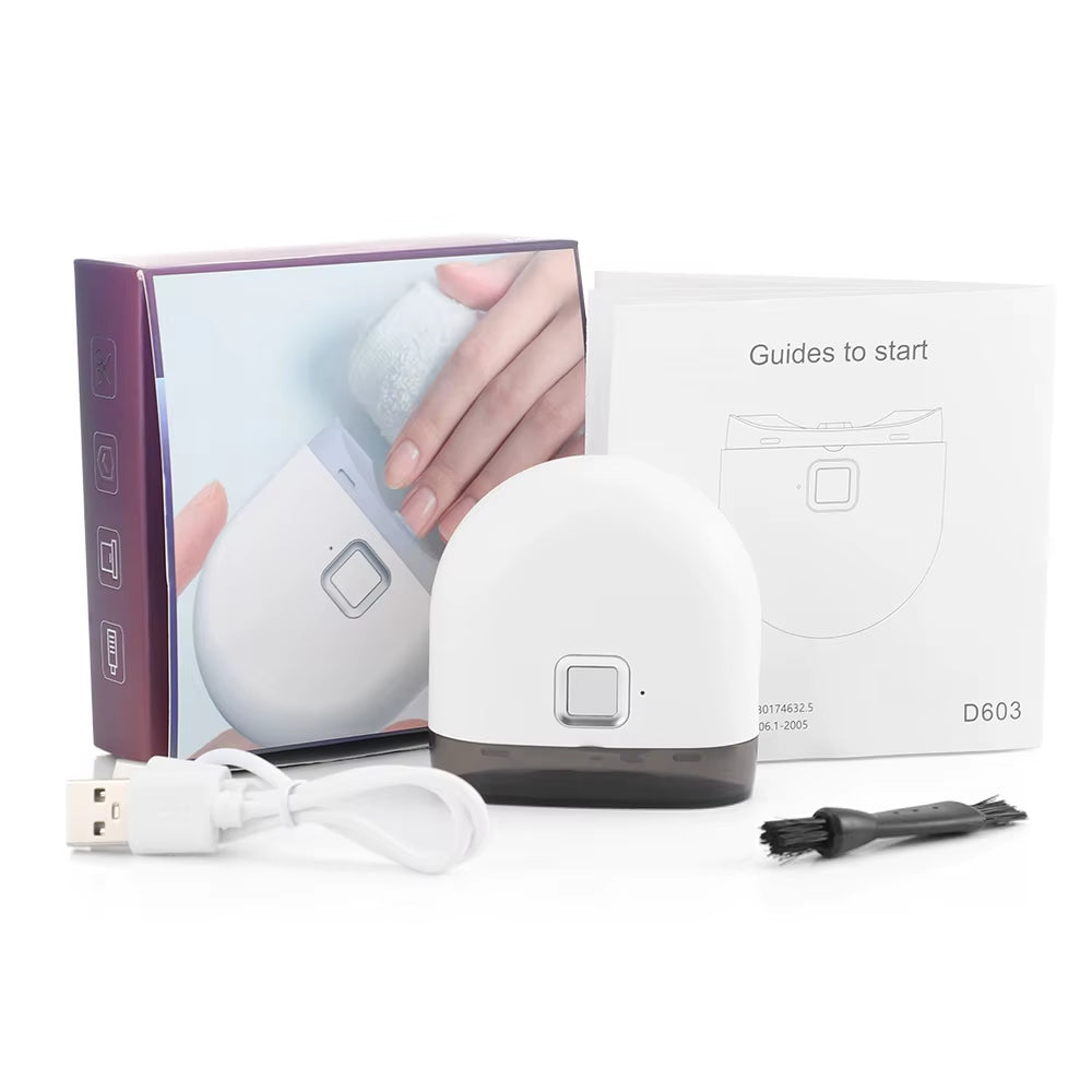 USB Electric Nail File & Clipper: LED Light, 2-Speed, Mini Manicure Tool