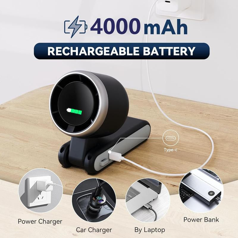 Powerful Handheld Turbo Fan: 5 Speeds, Rechargeable, for Travel & Work