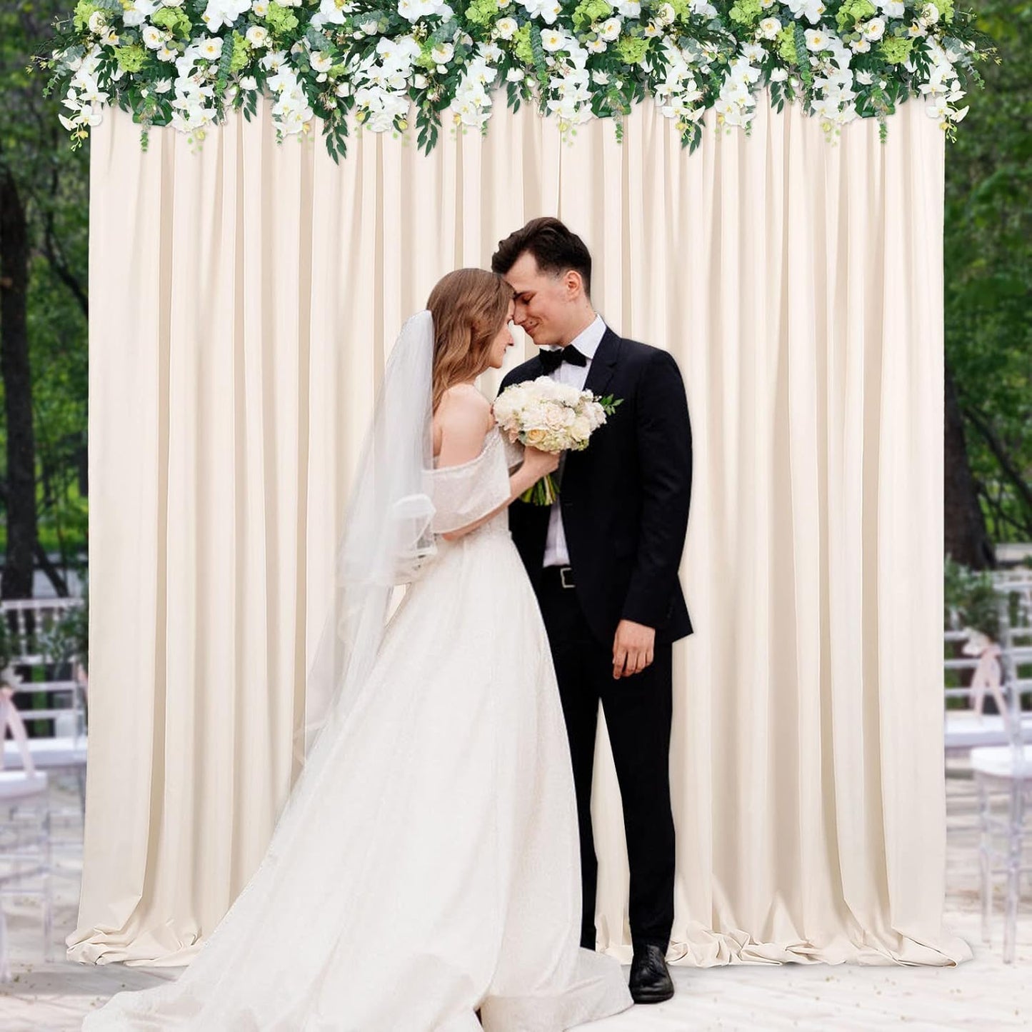 10Ft X 8Ft Champagne Backdrop Curtains for Parties Deep Champagne Backdrop Drape for Birthday Wedding 2 Panels 5Ft X 8Ft