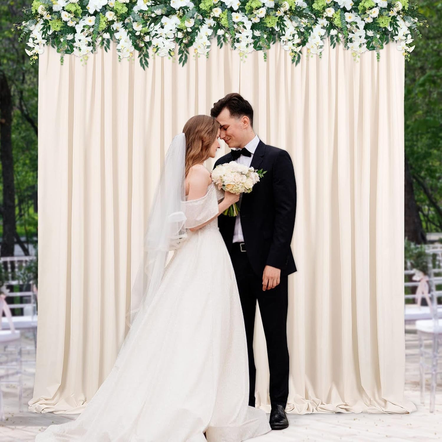 10Ft X 8Ft Champagne Backdrop Curtains for Parties Deep Champagne Backdrop Drape for Birthday Wedding 2 Panels 5Ft X 8Ft