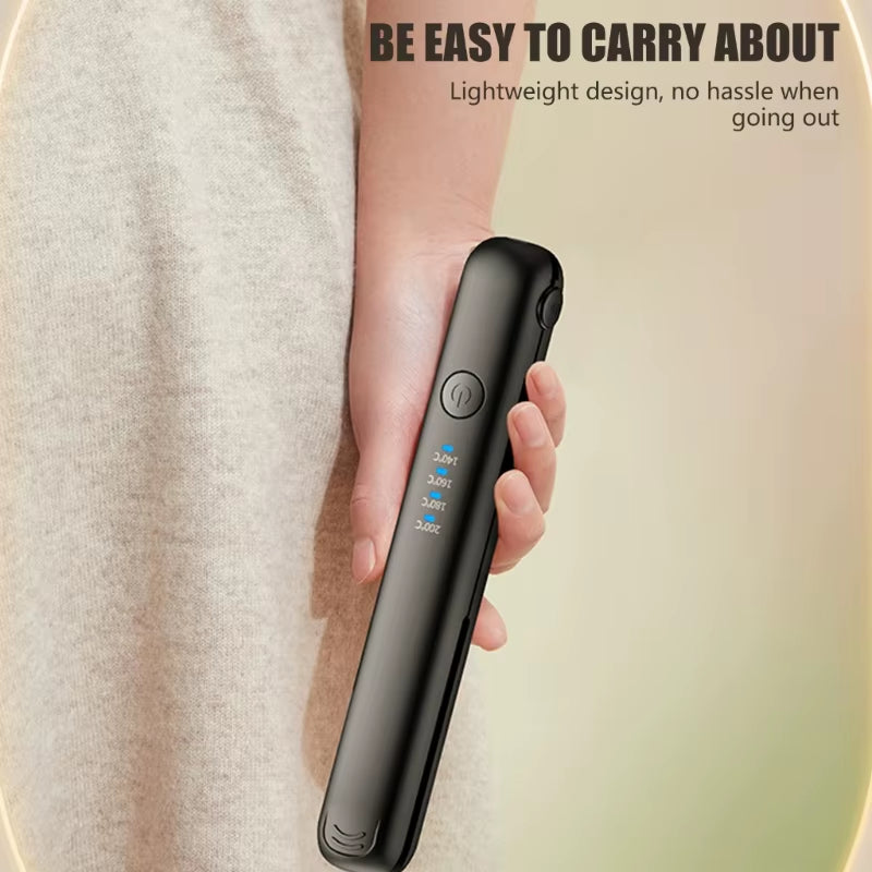 Travel Friendly Hair Straightener Wireless and Rechargeable Hair Iron 4 Heat Levels Hair Styling Tool PET Texture