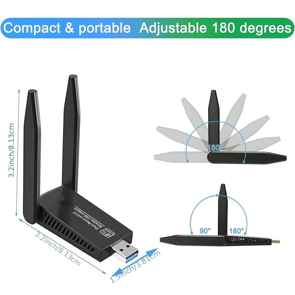 1300M Wireless Network Card USB Win10 Drive-Free Network Card Wifi Receiver Transmitter, Wireless Connectivity