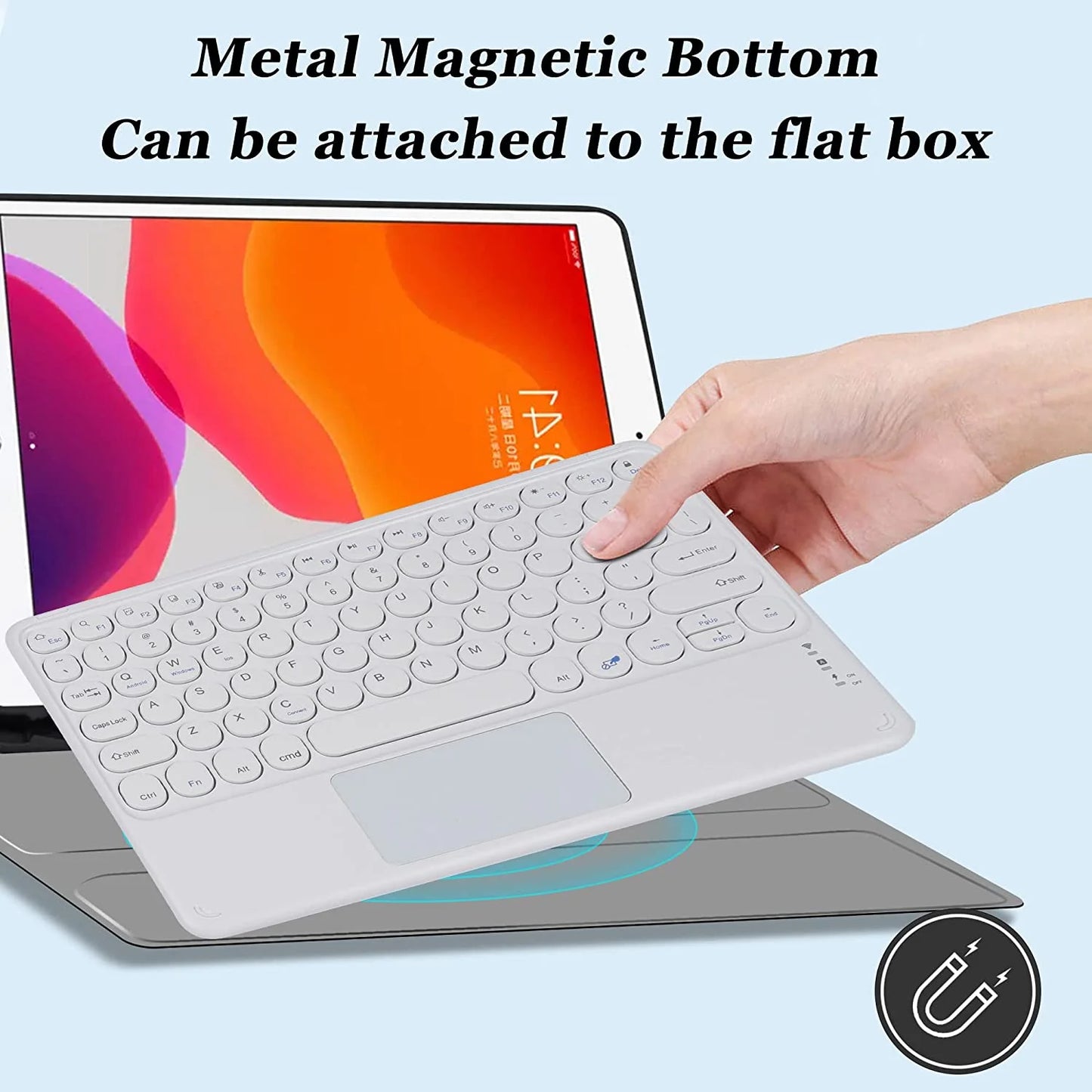 Wireless Bluetooth Keyboard with Touchpad for Ipad, Portable Mini Small Universal Rechargeable 10 Inch Ultra-Slim Wireless Keyboard for Tablet Smartphone PC Computer Laptop Windows Android Ios