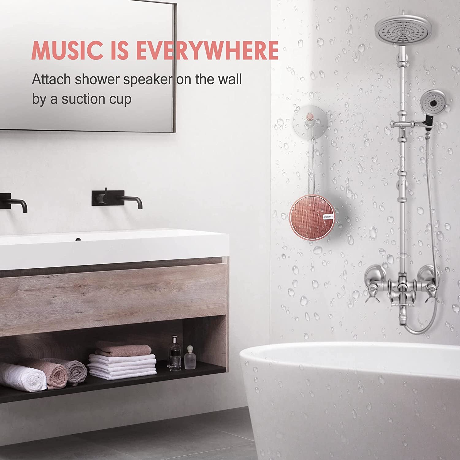 IPX7 Waterproof Bluetooth Shower Speaker: Portable, Loud & Clear Sound