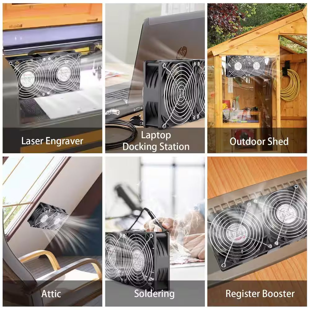 Big Airflow 2 X 120 Mm 240 Mm Computer Fan with AC Plug Cabinet Fan 110-Volt 240-Volt AC Power Supply