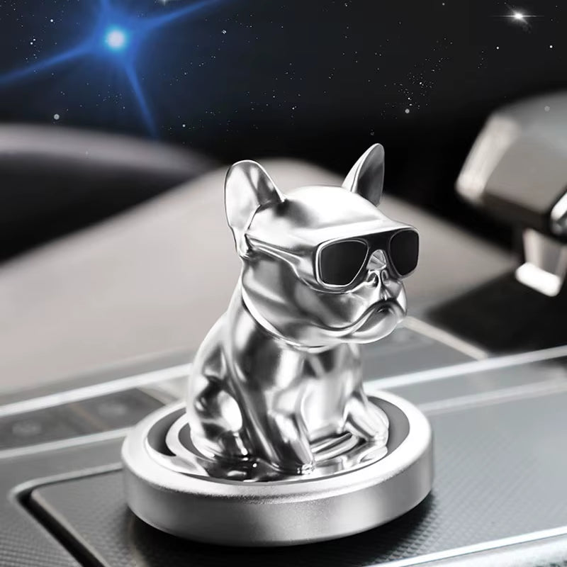 Car Ornament Metal Shake Head French Bulldog Diamond Fragrance Purified Sunglass Dog Car Air Freshener Cartoon Cute Dog Gift Dec