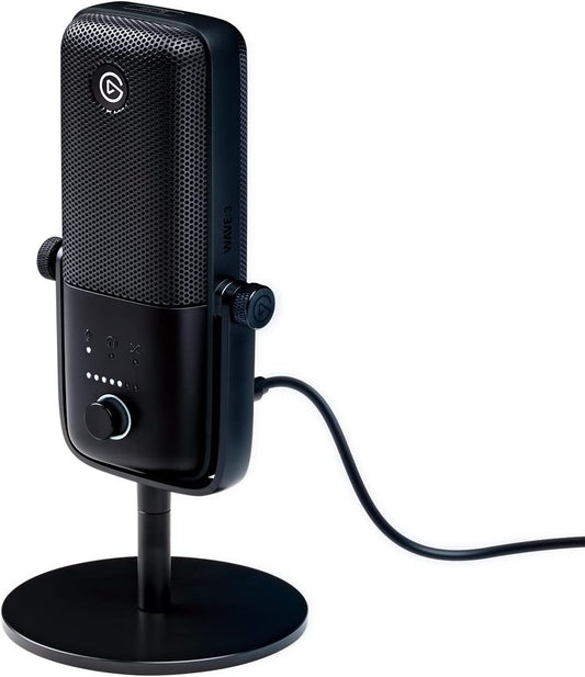 Wave:3 - Premium Studio Quality USB Condenser Microphone for Streaming, Podcast, Gaming and Home Office, Free Mixer Software, Sound Effect Plugins, Anti-Distortion, Plug โN Play, for Mac, PC