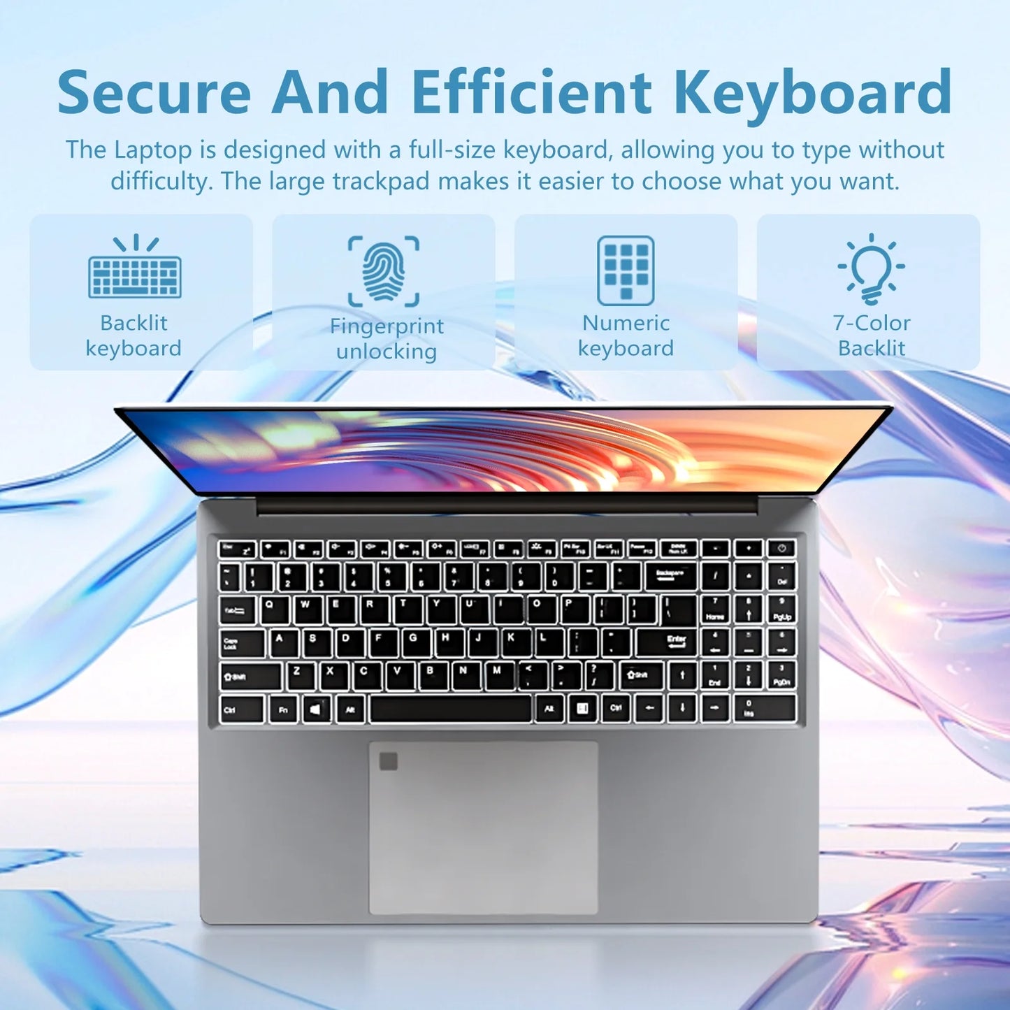 16 Inch FHD 1920 * 1200 Laptop Computer 16GB RAM 1TB SSD N100 Processor 180 Angle Open Backlit Keyboard Windows 11 Pro Fingerprint Unlock UHD Graphics