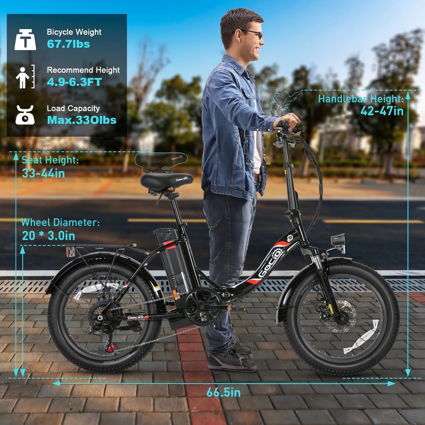 500W Fat Tire Electric Bike: 48V 10.4Ah, 20" Foldable