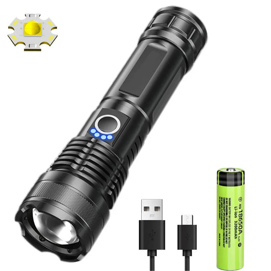 800W LED Flashlights 10000000 LM Powerful 2000Mah Battery Tactical Torch Flash Light USB Rechargeable Lantern with Smart Display