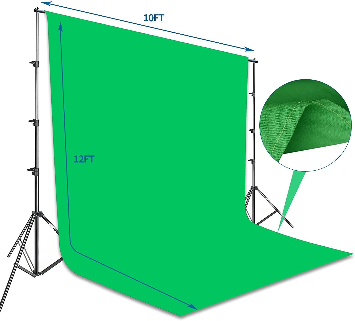 Professional Photography Background Support System: 8.5x10ft Stand & 10x12ft Green Screen