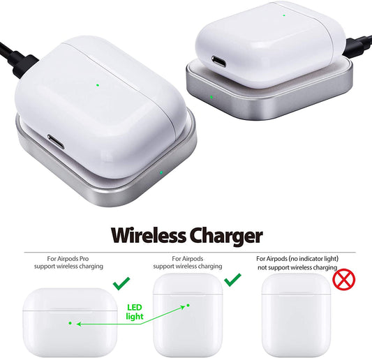 For Airpod Charger, Designed Wireless Charger for Airpods 4(Anc)/3Rd/2Nd Gen, for New Airpod Pro 3 (2025)/ 2Nd Gen, Wireless Earbuds, Slim & Compact for Travel Home Office, (Silver+White)