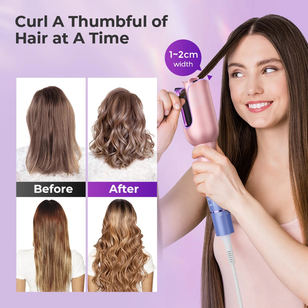 Automatic Curling Iron, Curling Iron 23 Mm Curling Iron with Negative Ions 3 Temperature Anti-Scald Design Intelligent Automatic Curling Iron