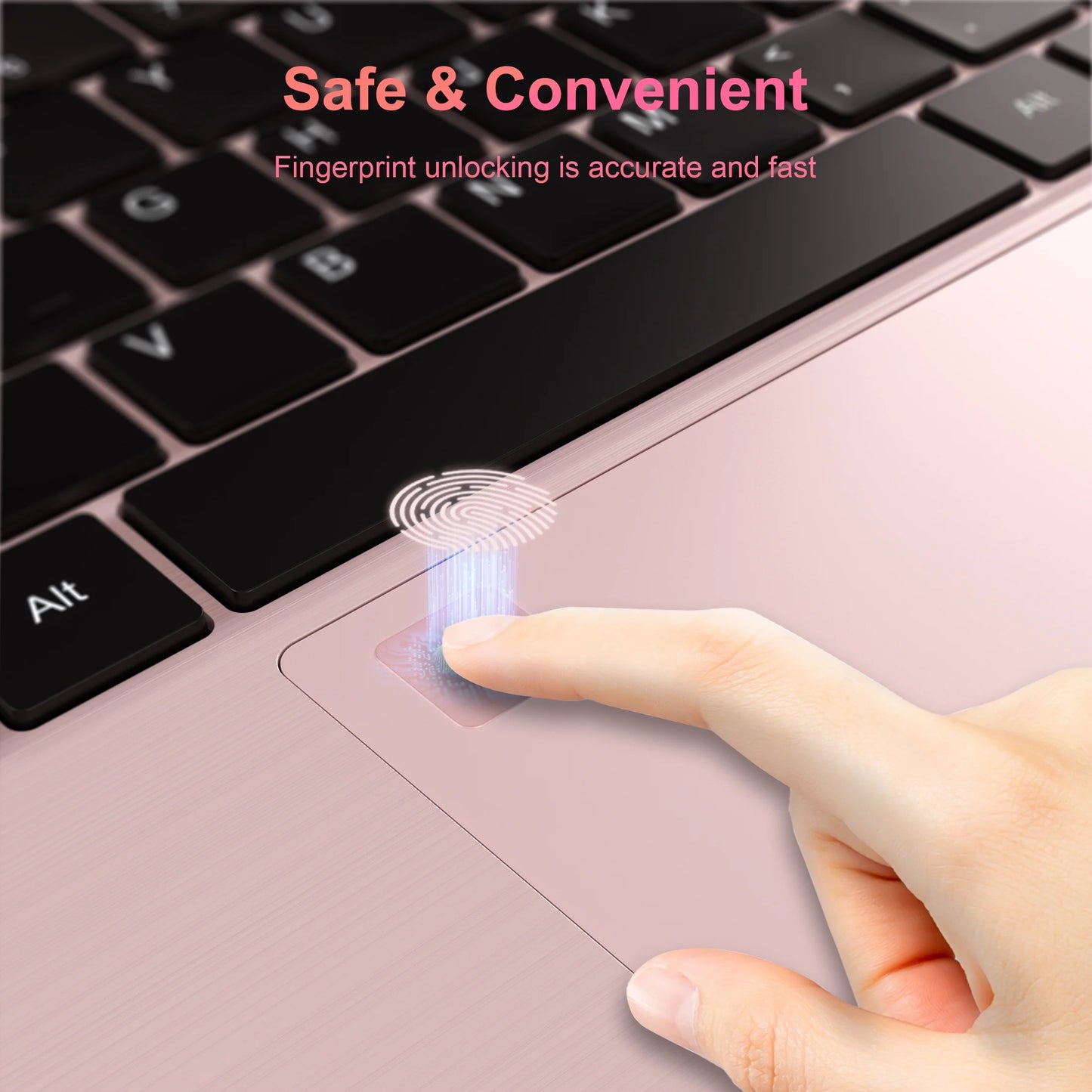 15.6" Laptop Computer, 12GB RAM 512GB SSD, FHD Display with Intel N150 (Up to 3.6Ghz), Windows 11 Pro Laptop, Fingerprint, Backlit KB, Pink