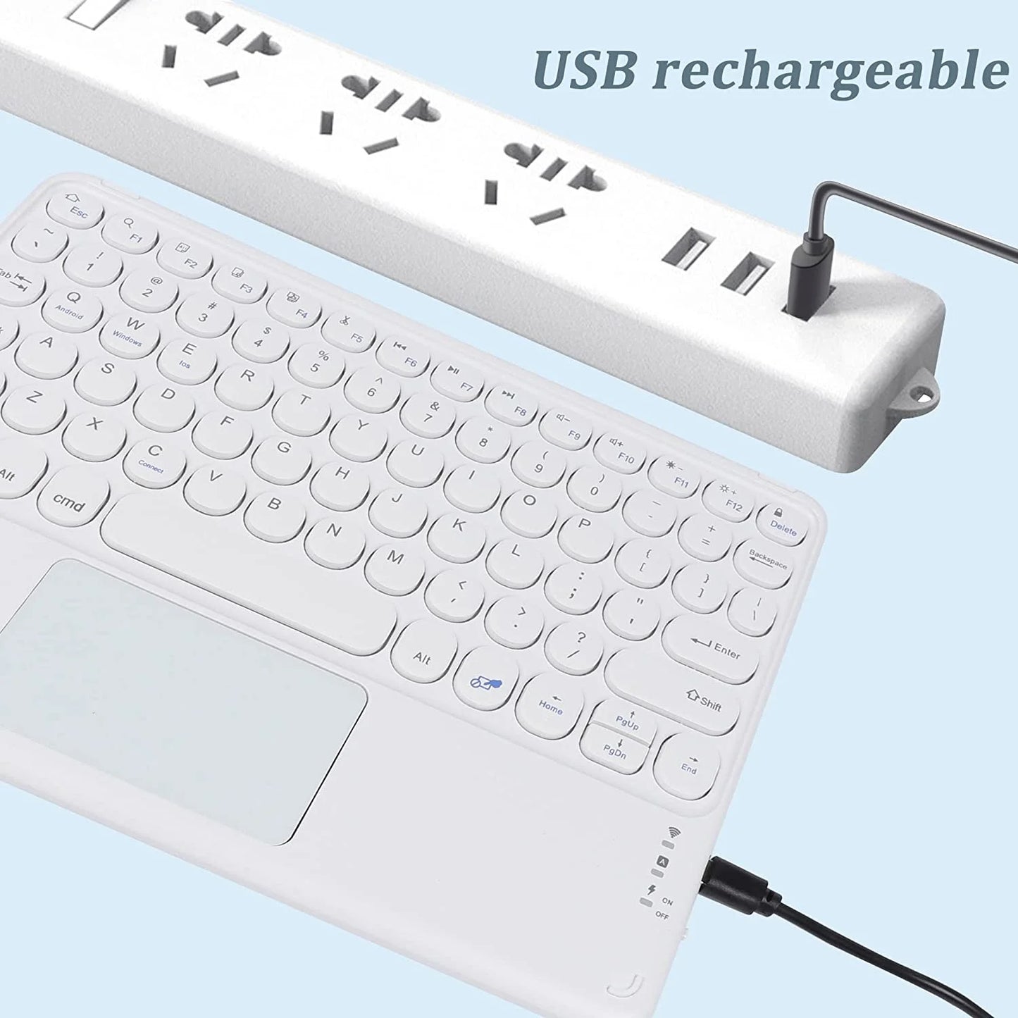 Wireless Bluetooth Keyboard with Touchpad for Ipad, Portable Mini Small Universal Rechargeable 10 Inch Ultra-Slim Wireless Keyboard for Tablet Smartphone PC Computer Laptop Windows Android Ios