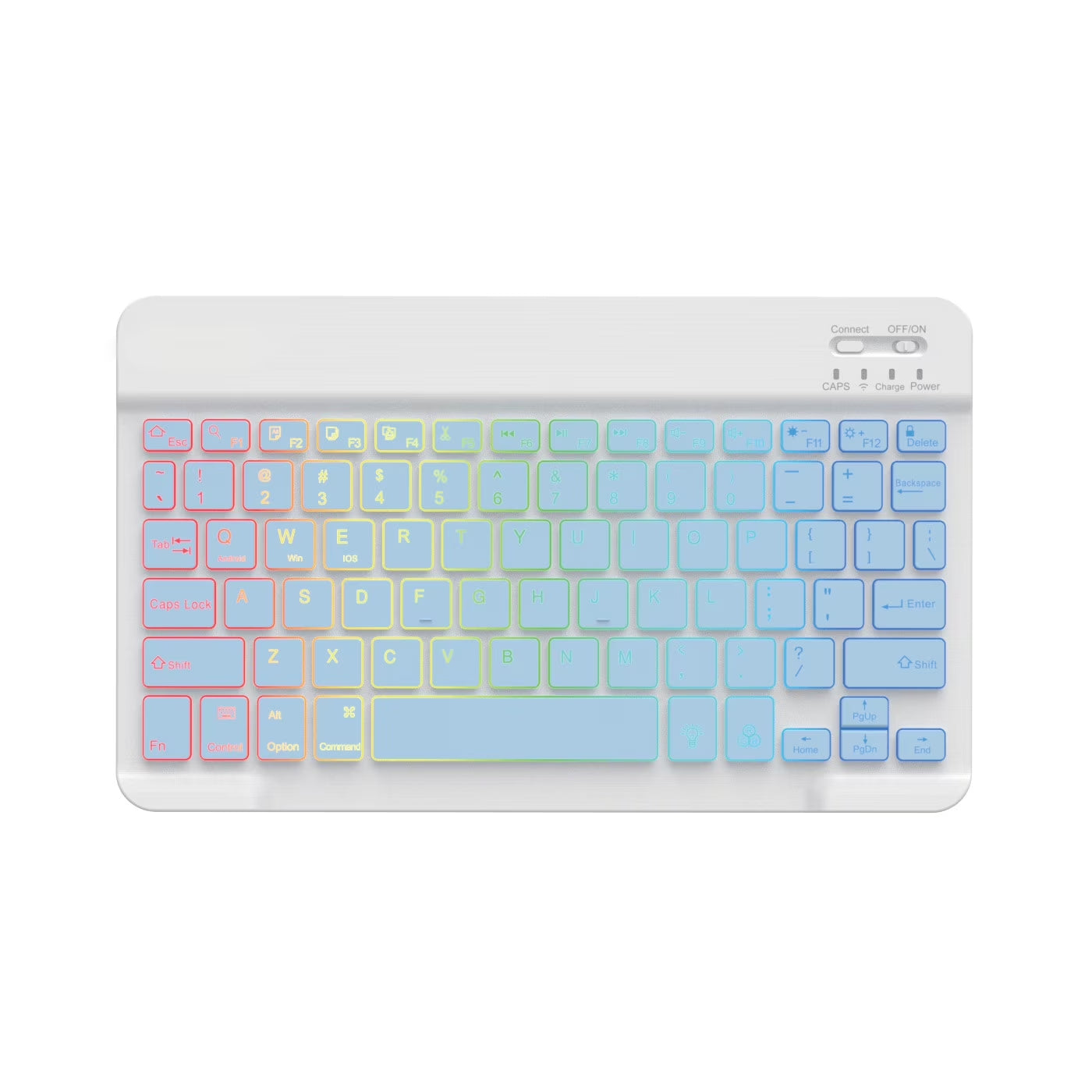 10-Inch Colorful RGB Backlit Portable Bluetooth English Keyboard Compatible with Ipad 7/8/9/10Th Gen 10.2 10.9- Universal for Phones ,Pc,And Tablets (Blue,English Keyboard )