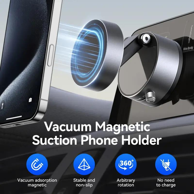Versatile Magnetic Car Phone Holder: Vacuum Suction, for iPhone 16/15