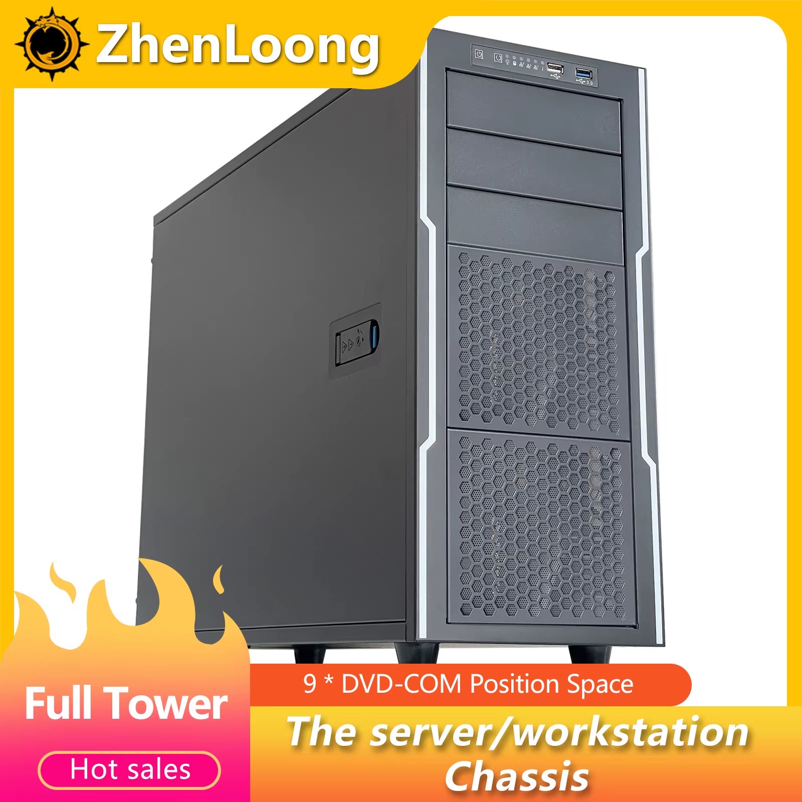 Support X99 Dual X79 Main Board Case Desktop Large Tank Water-Cooled Tower Server Chassis with 9 Optical Drive Spaces