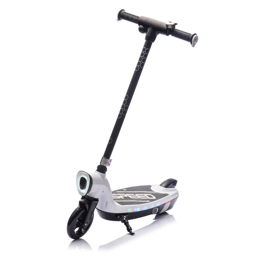 Kids Electric Scooter - 5.59-6.84 MPH, LED Lights, Rear Brake, Kickstand, Bell, Ages 6+