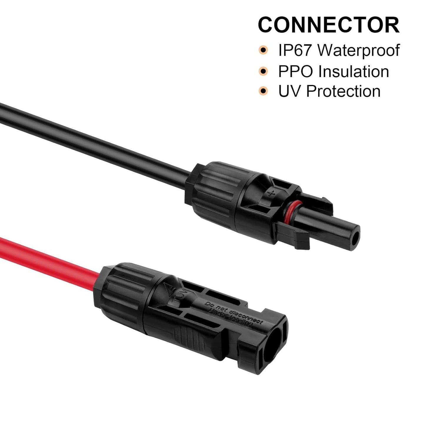 Cable de extensión solar de 10 AWG y 30 pies (rojo y negro) Solución de conectividad solar