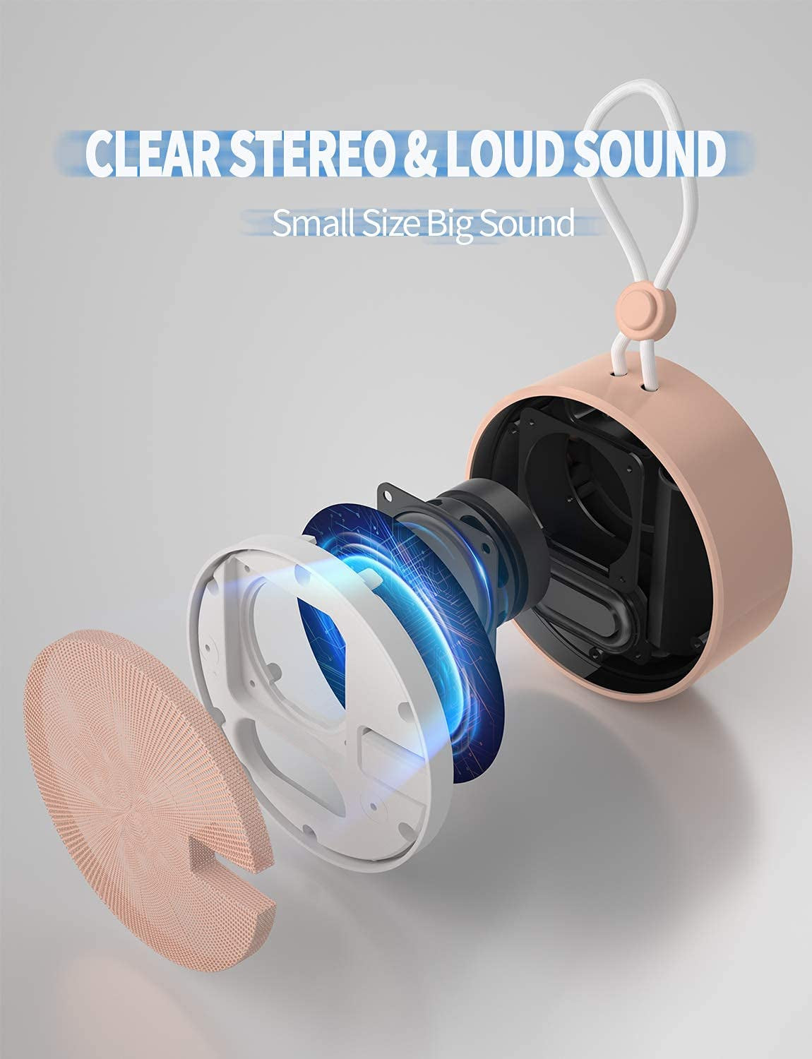 IPX7 Waterproof Bluetooth Shower Speaker: Portable, Loud & Clear Sound