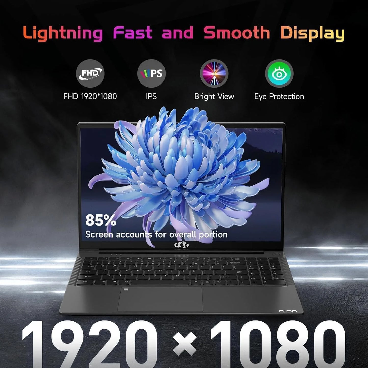 15.6'' FHD Laptop Computer, 16GB RAM 1TB SSD, Type-C 65W PD Fast Charger, Windows 11, 12Th Gen Intel N100 Processor, Fingerprint, Backlit Keyboard, Wifi 6 (Gray)