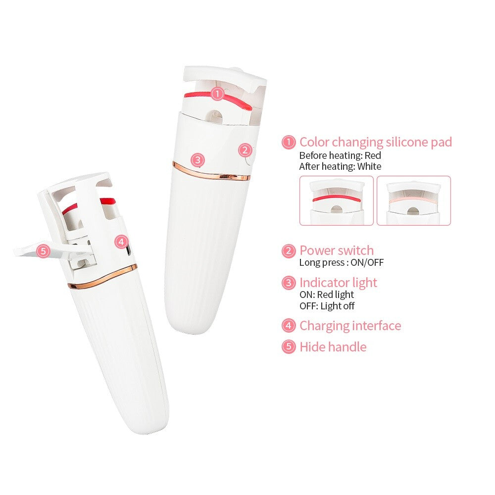 Electric Smart Heated Eyelash Curler Makeup Long Lasting Lashes Curl Beauty Tool