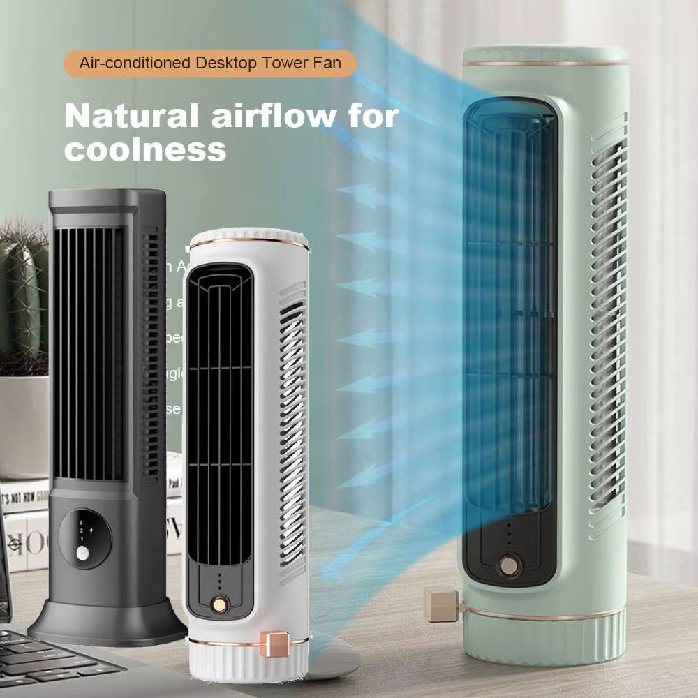 USB Rechargeable Desk Tower Fan 3 Speeds Summer Ventilation Fan Desktop Cooling Fan Portable Fan for Home Camping Fans