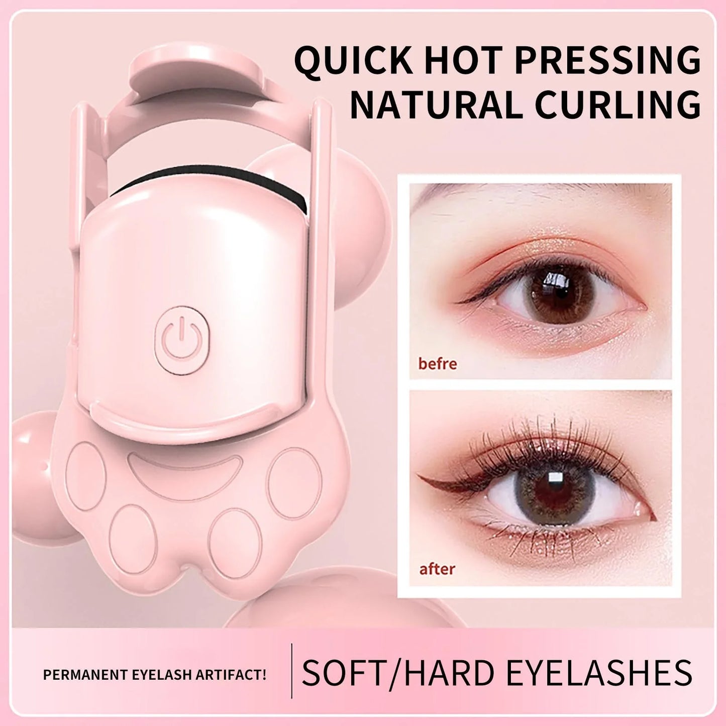 Heated Eyelash Curler, Electric Eyelash Curler with Pad, Heated Eyelash Clip for Make Up, Natural Curling Curler Styling Tools for All Eye Shapes Sales Today Clearance Abs