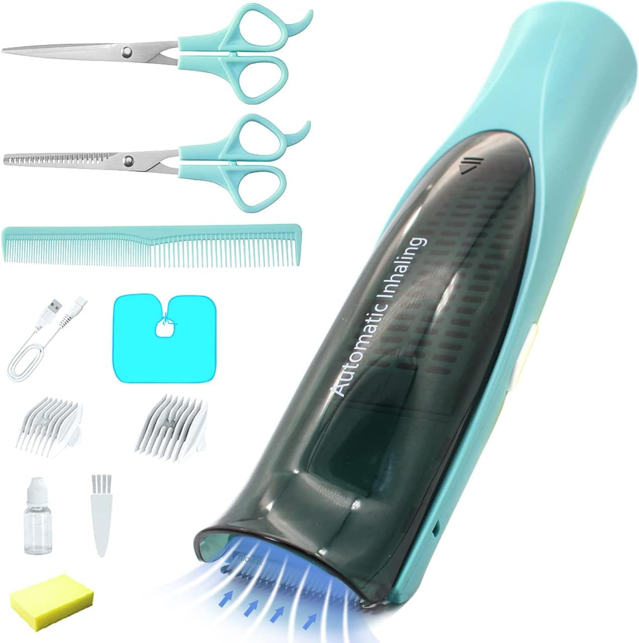 Cordless Vacuum Hair Clipper for Baby,Wireless Beard & Hair Trimmer,Rechargeable Waterproof Home Haircut Kit Kids & Men, Automatic Hair Suction, with Professional Hair Scissors