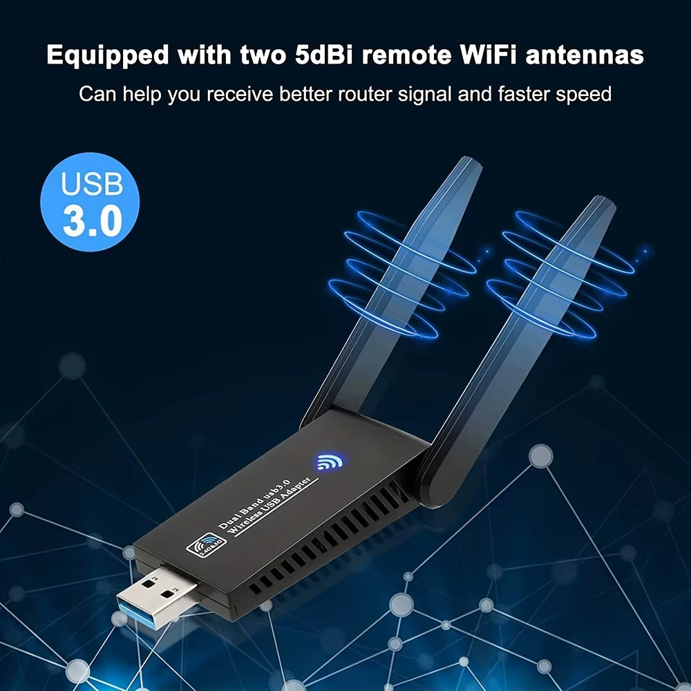 1300M Wireless Network Card USB Win10 Drive-Free Network Card Wifi Receiver Transmitter, Wireless Connectivity