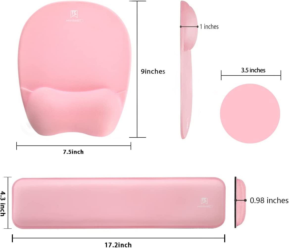 Ergonomic Memory Foam Wrist Rest Set: Pink, Keyboard & Mouse Support