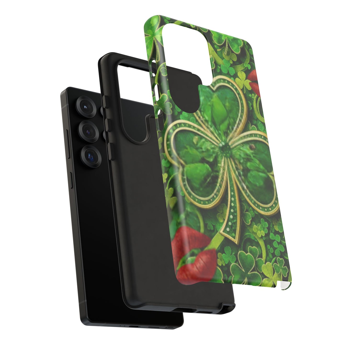 Tough Phone Case – Dual-Layer Protection with Shamrock Print
